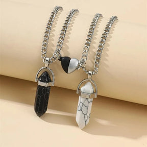 Colar de Casal Yin Yang com Pingente de Cristal