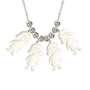 Stainless Steel Necklace Boy Girl Kids Pendant Necklace for Women Men Beads Chain Choker Family Jewelry Gift collares aesthethic