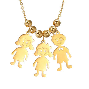 Stainless Steel Necklace Boy Girl Kids Pendant Necklace for Women Men Beads Chain Choker Family Jewelry Gift collares aesthethic
