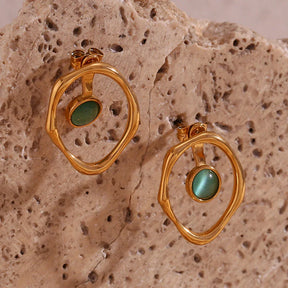 Brincos Elegantes de Zircônia em Aço Inoxidável TT