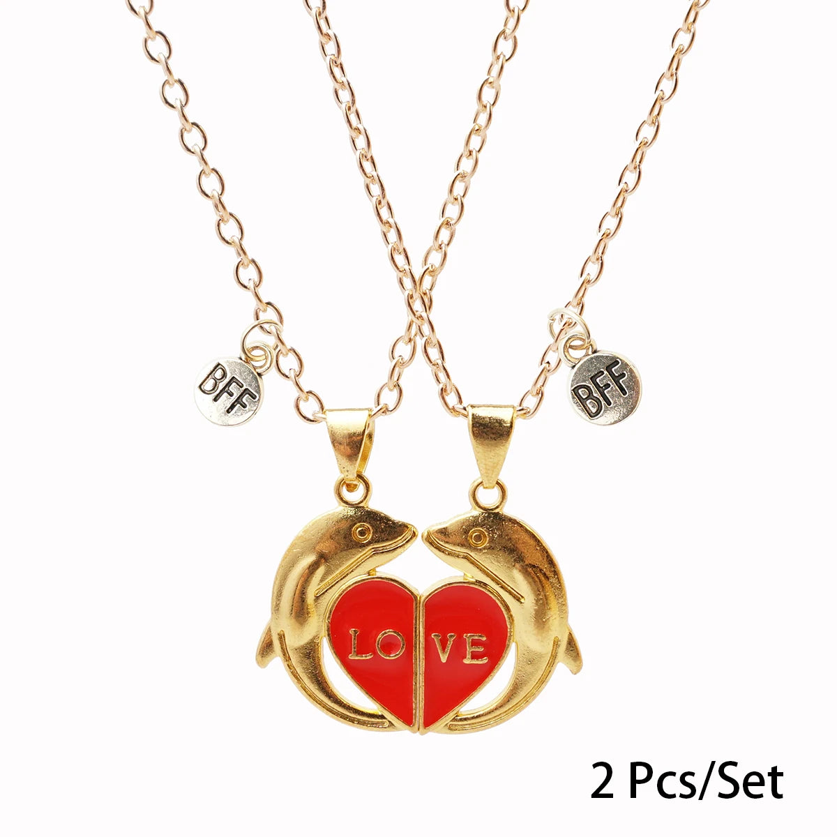 2 Pcs/set Best Friends Pendant Necklace For Woman Magnetic Adjustable Rainbow Daisy Lover Broken Heart Chain BFF Jewelry Gifts