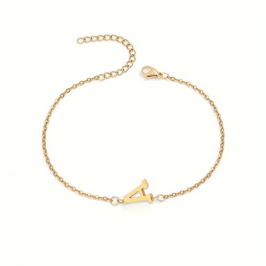 Pulseira Minimalista com Letras em Aço Inoxidável