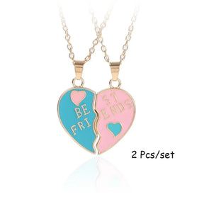 2 Pcs/Set Best Friends Pendant Necklace for Women Cute Avocado Lover Broken Heart Clavicle Chain BFF Best Friends Jewelry Gifts