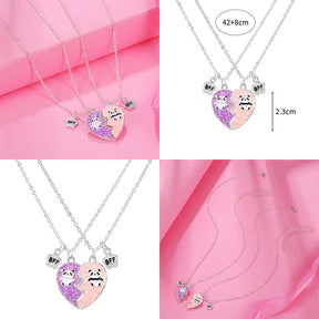 2PCS/Set Panda Heart Broken Pendant Necklace BFF Couple Jewelry for Girls Fashion Friendship Best Friends Gifts