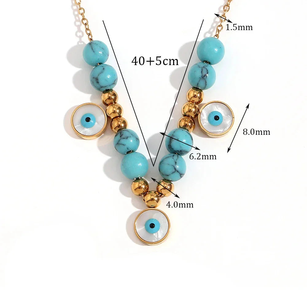 Colar Elegante com Pérolas e Turquesa