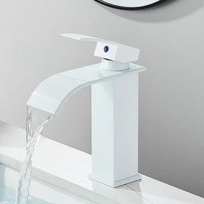 Quyanre Matte Torneira Estilo Cachoeira Design Quadrado Controle Alavanca Tratamento Polido