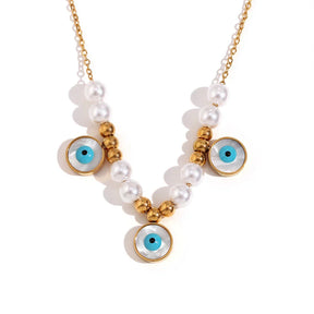 Colar Elegante com Pérolas e Turquesa