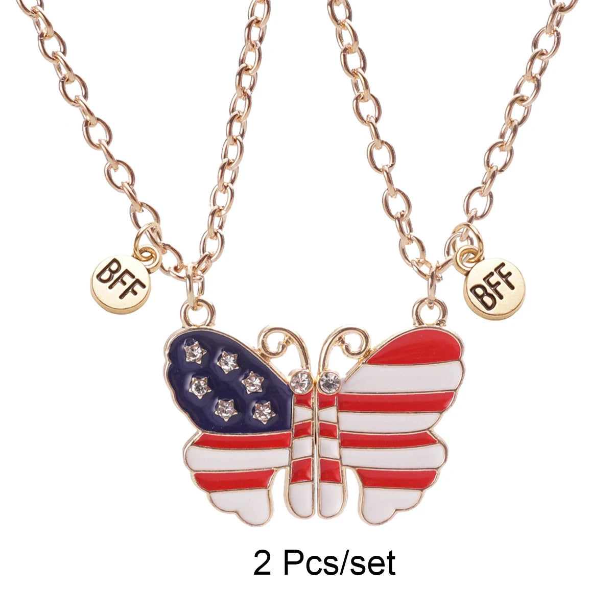 2 Pcs/set Best Friends Pendant Necklace For Woman Magnetic Adjustable Butterfly Lover Broken Heart Chain BFF Jewelry Gifts