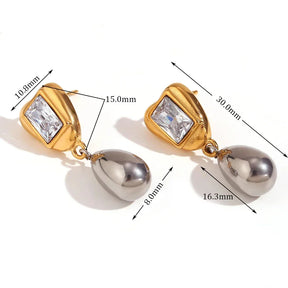 Brincos Geométricos Bicolores com Zircônia