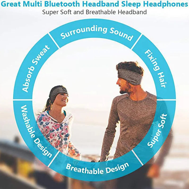 BANDANA INTELIGENTE PARA DORMIR 
COM BLUETOOTH - Fones de ouvido sem fio bluetooth sono máscara de olho fone de ouvido macio elástico confortável esportes bandana bluetooth música fone de ouvido