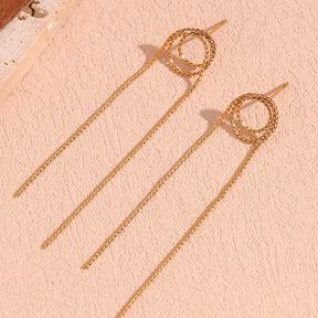 Brincos Longos de Borla com Zircônia Banhados a Ouro