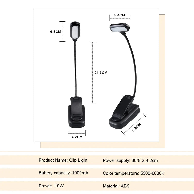 Mini led livro luz da noite ajustável clip-on lâmpada de mesa alimentado por bateria flexível proteção para os olhos estudo leitura candeeiro de mesa