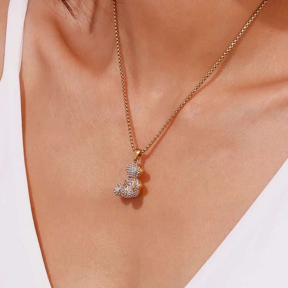Colar Pingente Ursinho Banhado a Ouro 18K