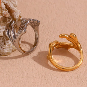 Anel Ocean+ Spray Banhado a Ouro 18K Ajustável