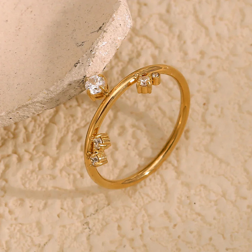 Anel Coroa de Zircônia Banhado a Ouro 18K