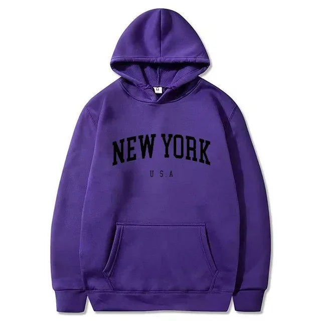 Unissex nova york - New York eua cidade hoodies moda carta impressa moletom gráfico solto casual harajuku com capuz pulôver sportwear