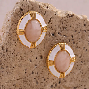 Brincos Elegância Oval com Zircônia