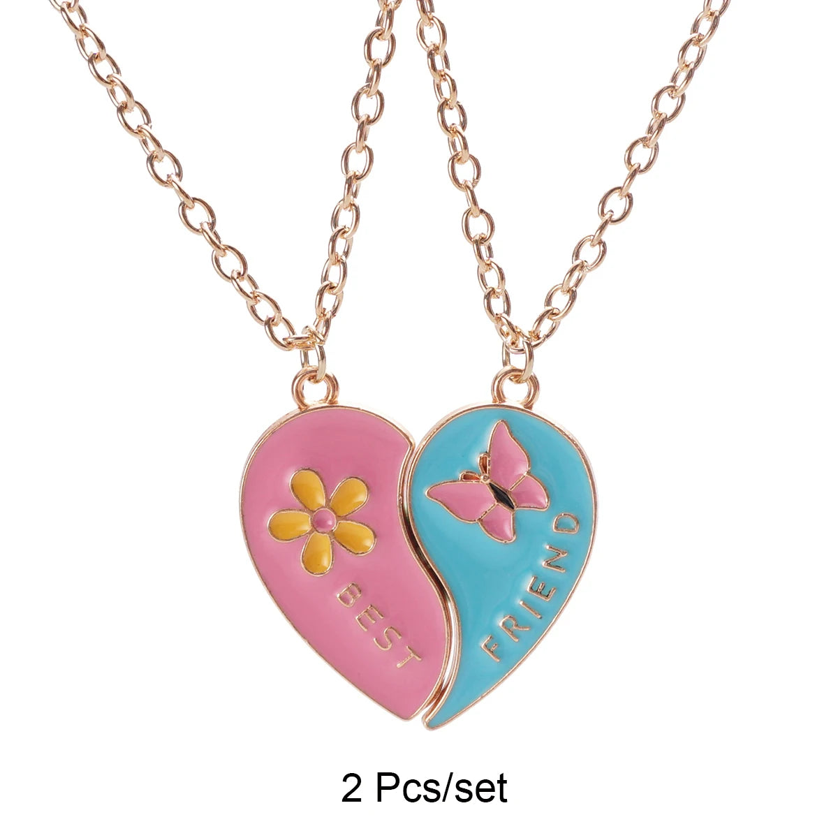 2 Pcs/Set Best Friends Pendant Necklace for Women Cute Avocado Lover Broken Heart Clavicle Chain BFF Best Friends Jewelry Gifts