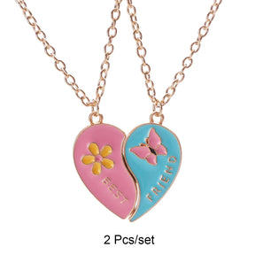2 Pcs/Set Best Friends Pendant Necklace for Women Cute Avocado Lover Broken Heart Clavicle Chain BFF Best Friends Jewelry Gifts