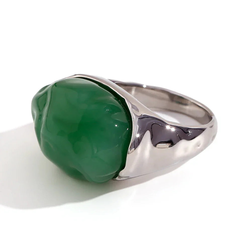 Anel Vintage com Pedra Acrílica e Zircônia