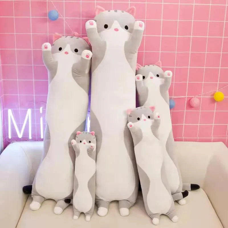 Almofada Felpuda Longa em Formato de Gatinho