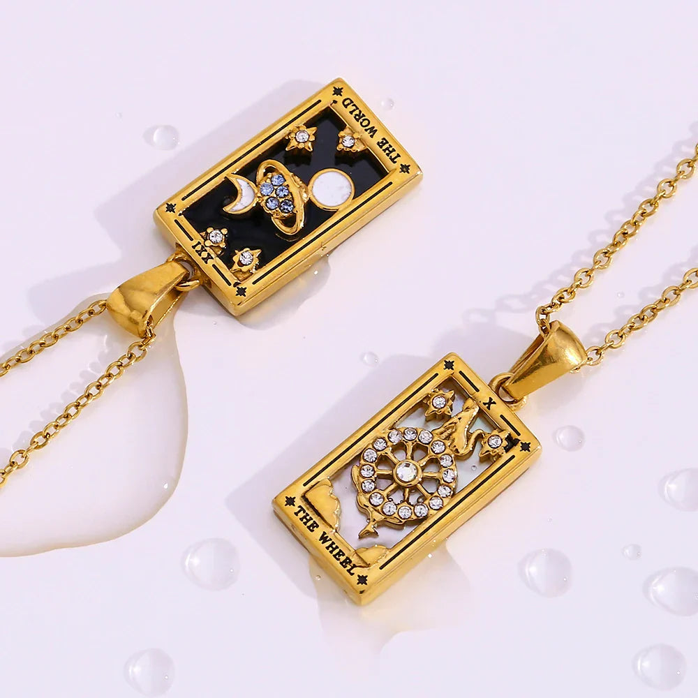 Colar Tarot com Pingente de Zircônia e Ouro 18K
