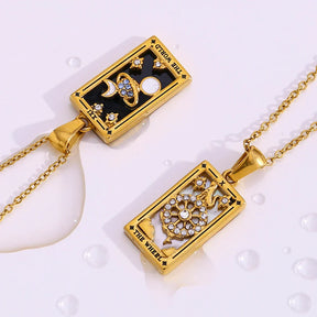 Colar Tarot com Pingente de Zircônia e Ouro 18K