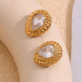 Brincos Elegantes de Gota com Zircônia