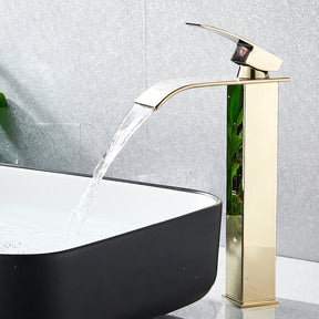 Quyanre Matte Torneira Estilo Cachoeira Design Quadrado Controle Alavanca Tratamento Polido