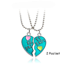 2 Pcs/Set Best Friends Pendant Necklace for Women Cute Avocado Lover Broken Heart Clavicle Chain BFF Best Friends Jewelry Gifts