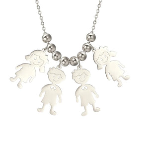 Stainless Steel Necklace Boy Girl Kids Pendant Necklace for Women Men Beads Chain Choker Family Jewelry Gift collares aesthethic