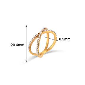Anel Elegante com Pérola e Zircônia em Aço Inoxidável