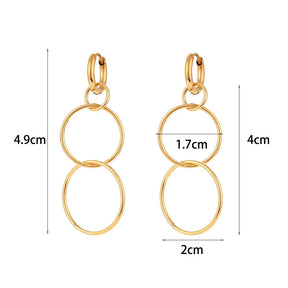 Brincos Elegantes de Ouro 18K com Corrente Oval