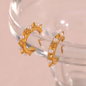 Brincos de Argola Belle com Pérolas e Zircônias