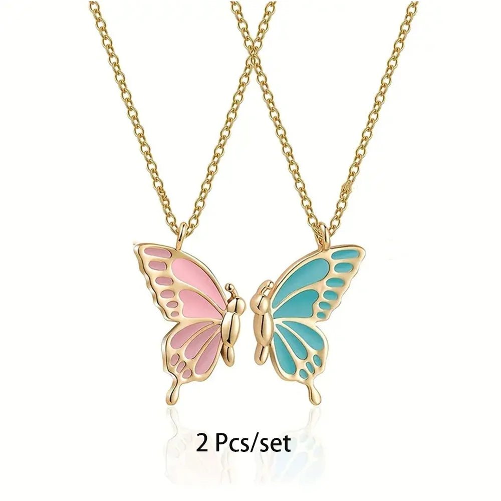 2 Pcs/Set Best Friend Necklace Creative Pentagram Pendant Alloy Accessories Friendship Necklace Best Friend Alloy Pendant