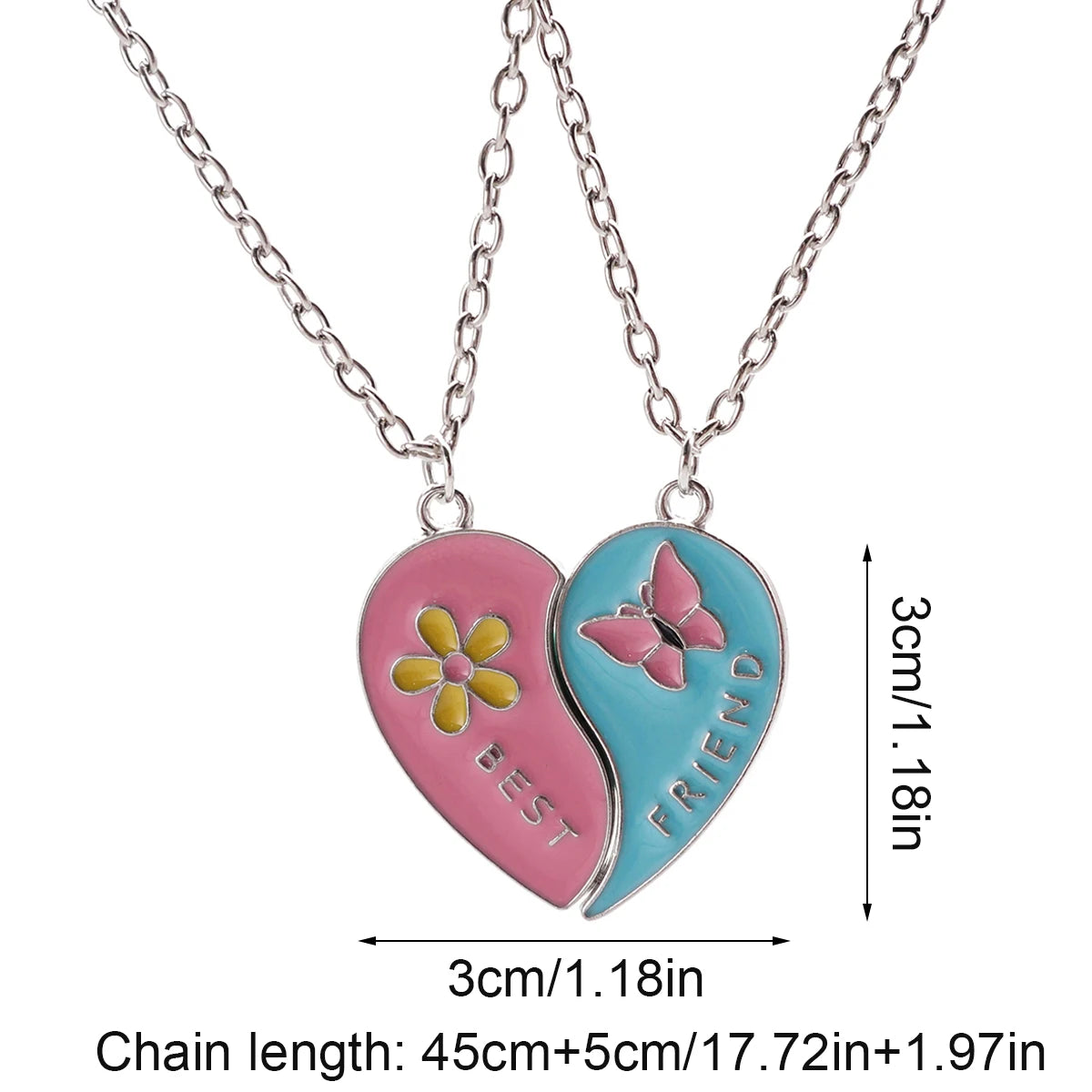 2 Pcs/Set Best Friends Pendant Necklace for Women Cute Avocado Lover Broken Heart Clavicle Chain BFF Best Friends Jewelry Gifts