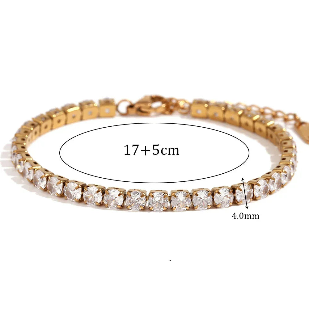 Pulseira de Zircão Banhada a Ouro 18K Burnetts