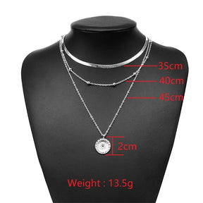 Colar Feminino Três Camadas em Prata 925 com Charme