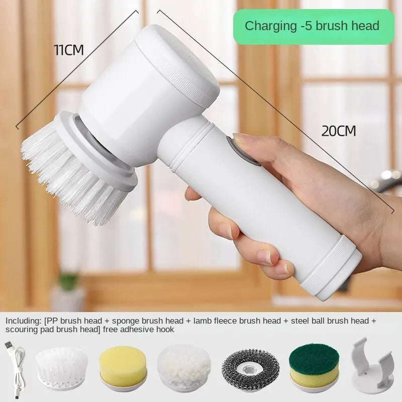 Escova de limpeza elétrica multifuncional para cozinha e banheiro - purificador portátil sem fio para pratos, panelas e frigideiras