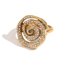 Anel Espiral Elegante com Zircônias