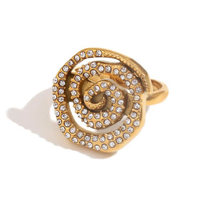 Anel Espiral Elegante com Zircônias