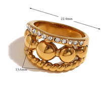 Anel Elegante de Camadas com Zircônias