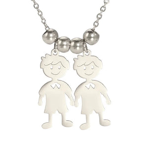 Stainless Steel Necklace Boy Girl Kids Pendant Necklace for Women Men Beads Chain Choker Family Jewelry Gift collares aesthethic