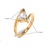 Anel Asa com Gota de Zircônia Banhado a Ouro 18K