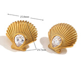 Brincos Elegantes de Concha com Zircônia