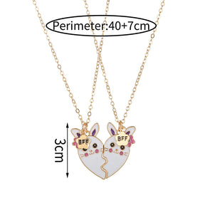 2Pcs/set Brand New Cute Rabbit Pendant Chain Best Friends Necklace BFF Friendship Jewelry Gift for Girls