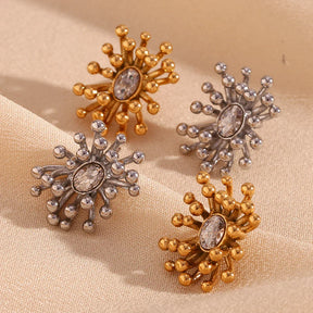 Brincos Elegância de Zircônia em Aço Inox