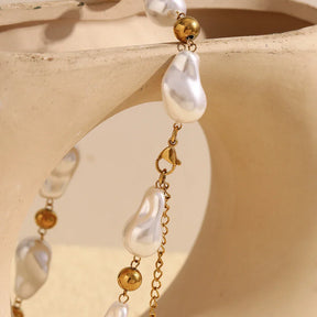 Colar de Pérolas Barroco Luxo em Aço Inoxidável 18K