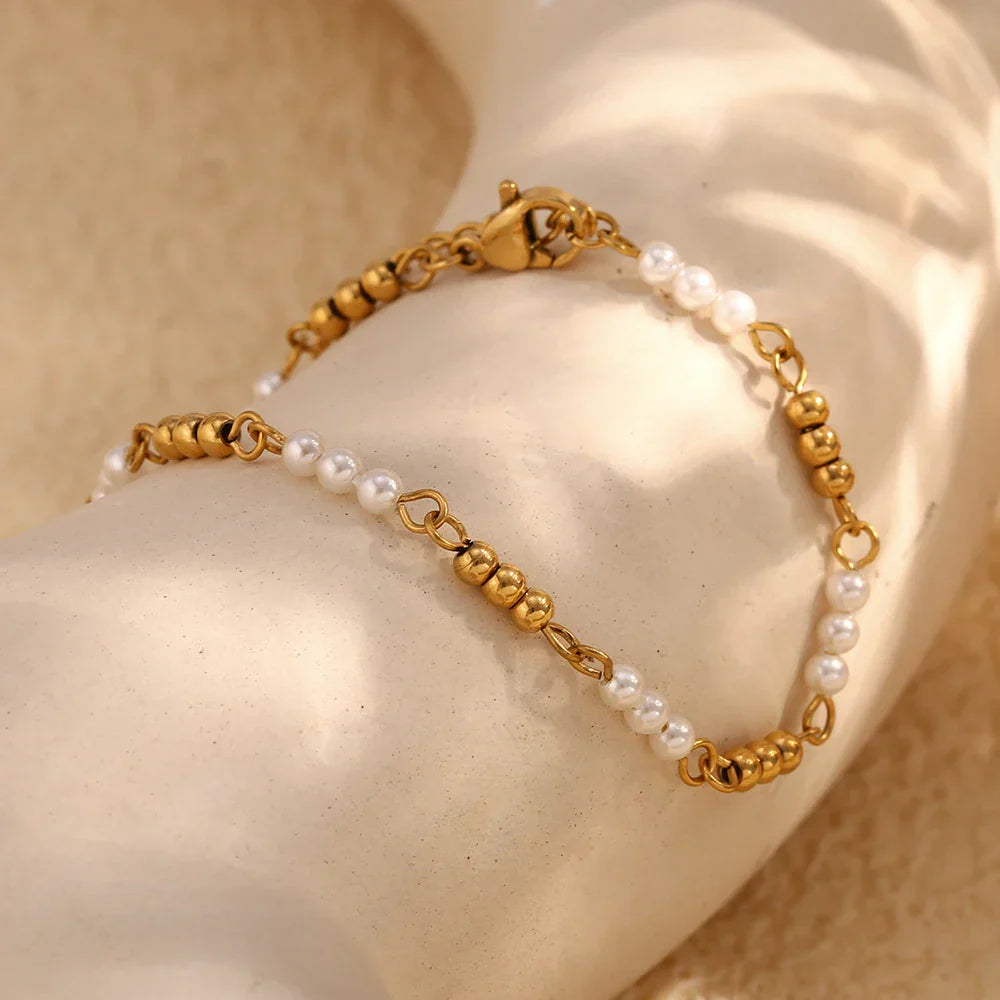 Pulseira Belle de Miçangas e Aço Inoxidável