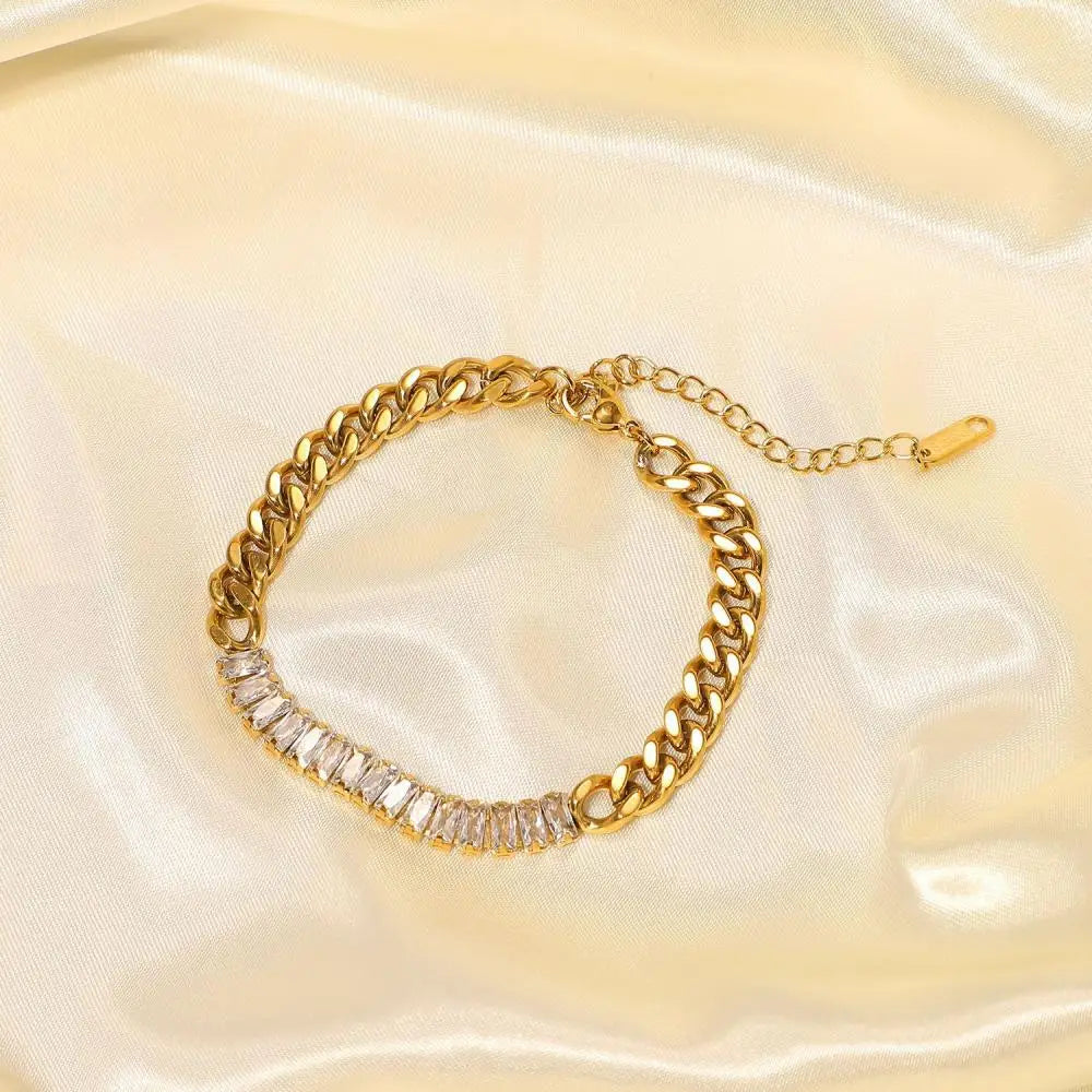 Pulseira Dourada Zircão Luxo Burnetts